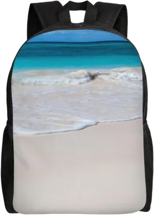 Tropical Beach Scene Turquoise Water Backpack  Water-Resistant Laptop Bag, 15" Compartment, Lightweight Unisex Daypack For Work & Travel