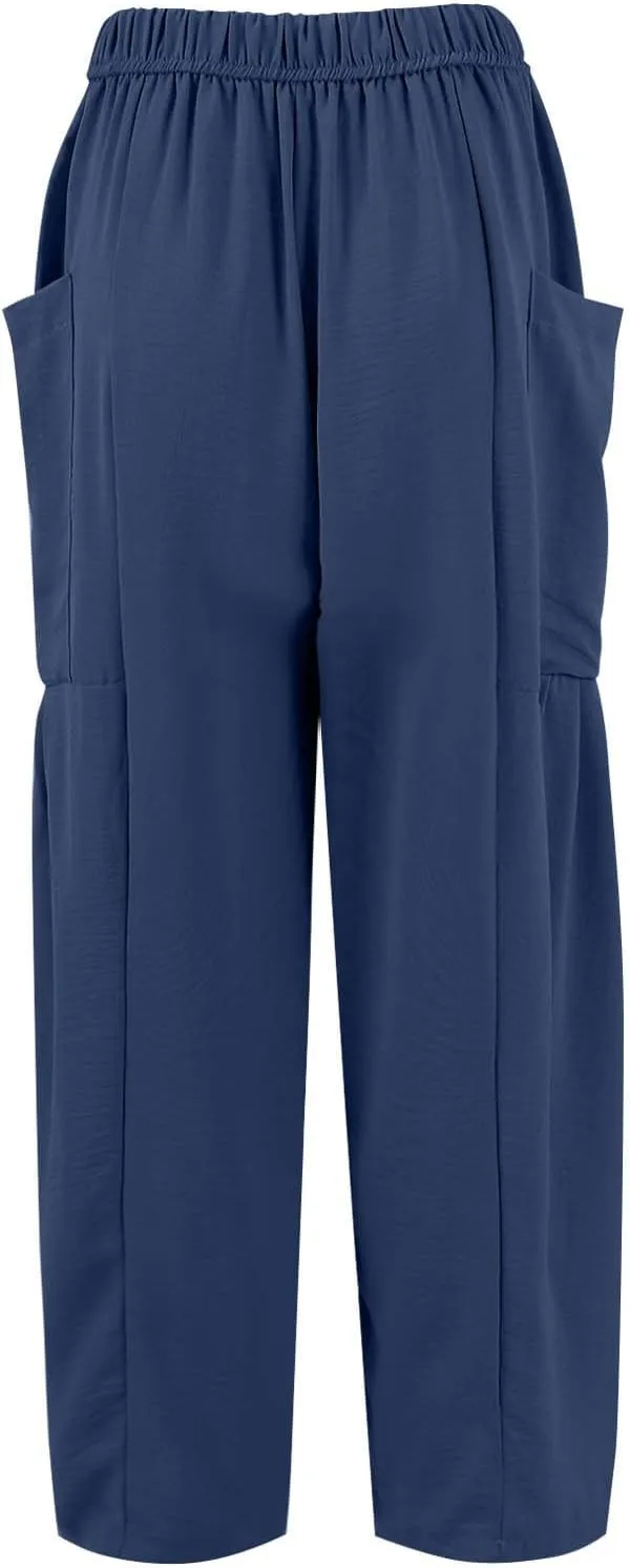 TWGONE Women's Palazzo Pants Wide Leg Loose High Waist Flowy Lounge Pants Beach Drawstring Slacks with Pockets