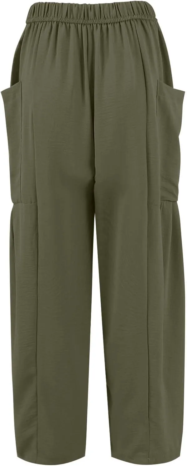 TWGONE Women's Palazzo Pants Wide Leg Loose High Waist Flowy Lounge Pants Beach Drawstring Slacks with Pockets