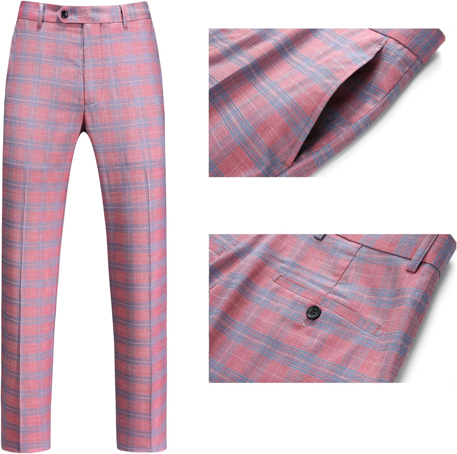 UNINUKOO Men's Suits 2 Piece Plaid Double Breasted Slim Fit Checkered Wedding Casual Homecoming Tuxedo Jacket Dress Pants Set