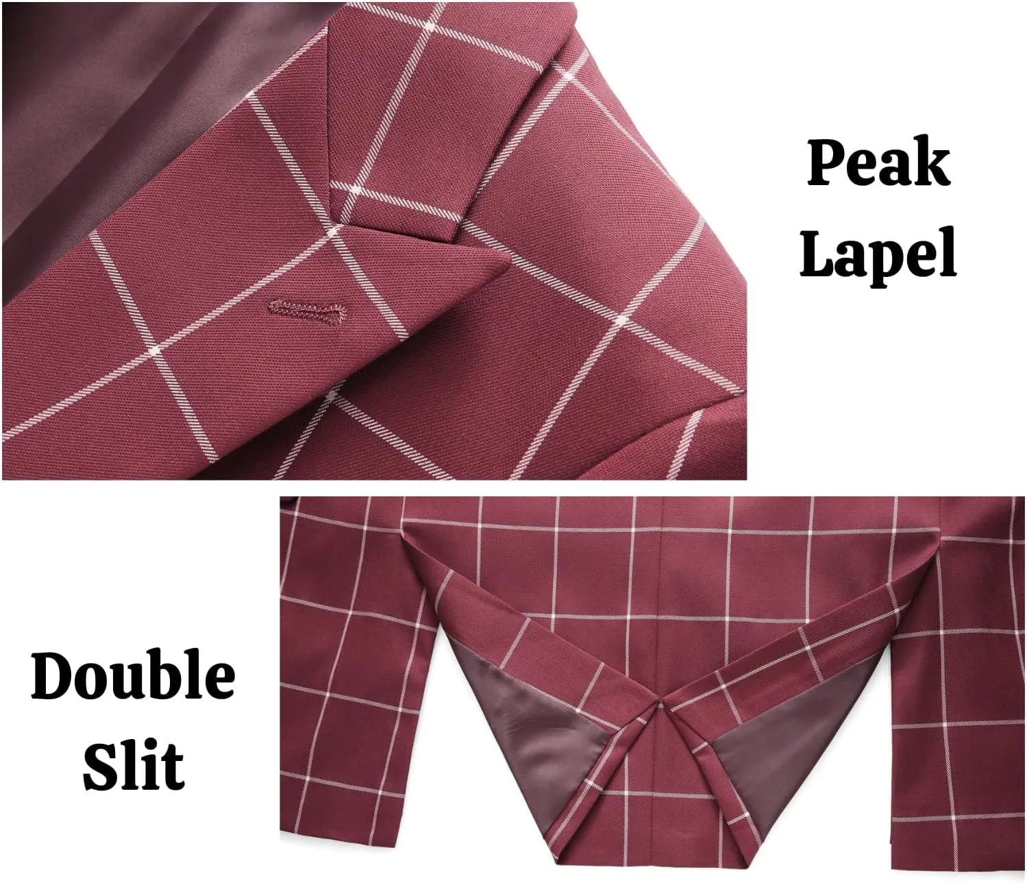 UNINUKOO Men's Suits 2 Piece Plaid Double Breasted Slim Fit Checkered Wedding Casual Homecoming Tuxedo Jacket Dress Pants Set