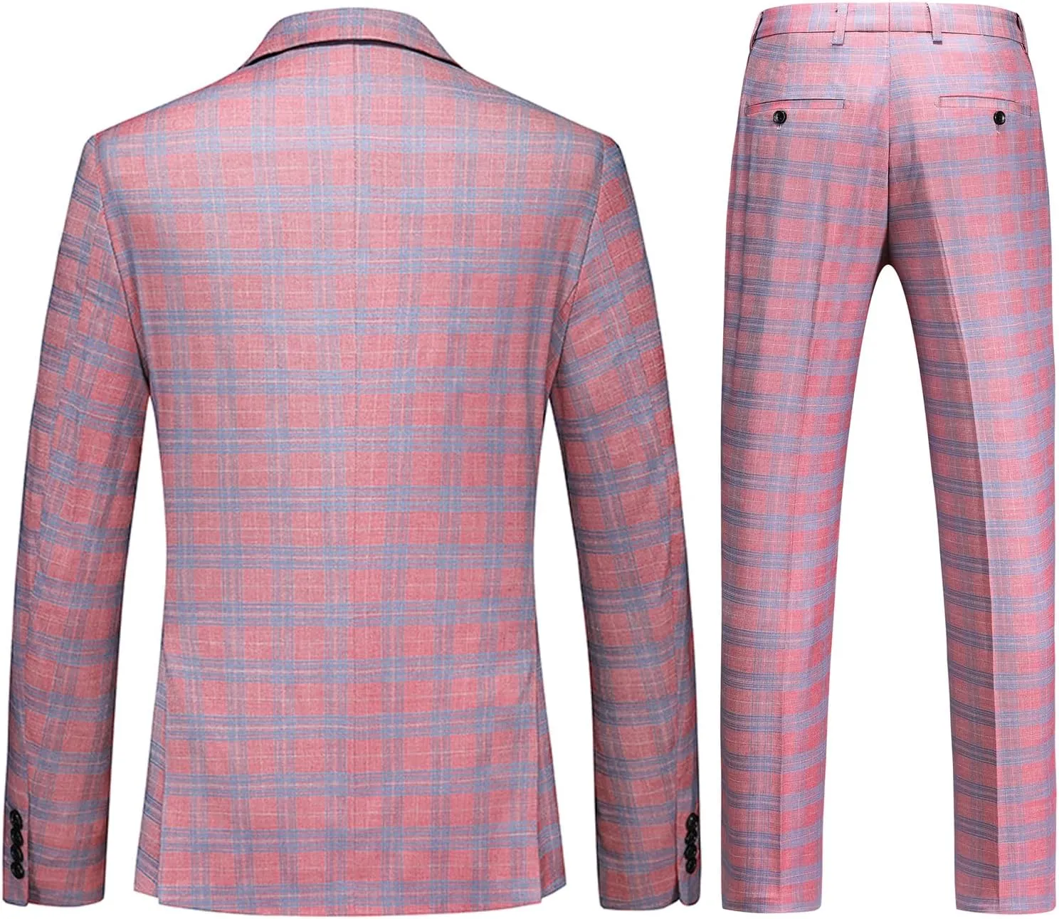 UNINUKOO Men's Suits 2 Piece Plaid Double Breasted Slim Fit Checkered Wedding Casual Homecoming Tuxedo Jacket Dress Pants Set