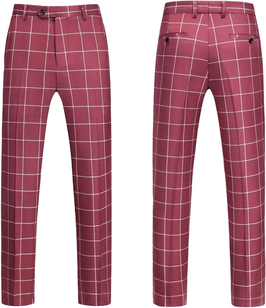 UNINUKOO Men's Suits 2 Piece Plaid Double Breasted Slim Fit Checkered Wedding Casual Homecoming Tuxedo Jacket Dress Pants Set