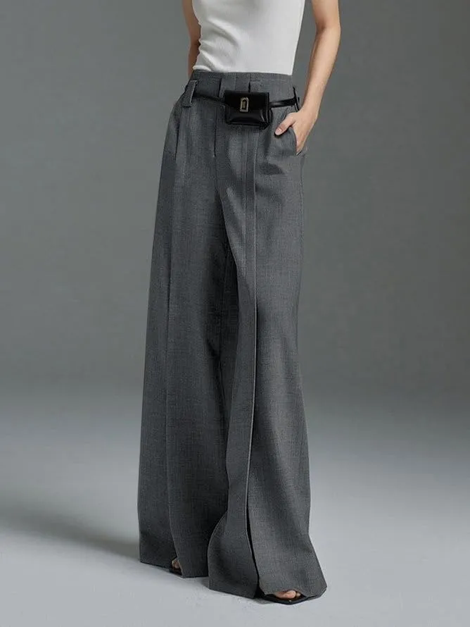 UOOZEE Wide Leg Pants for Women Work Business Casual High Waisted Dress Pants Slit Trousers Office