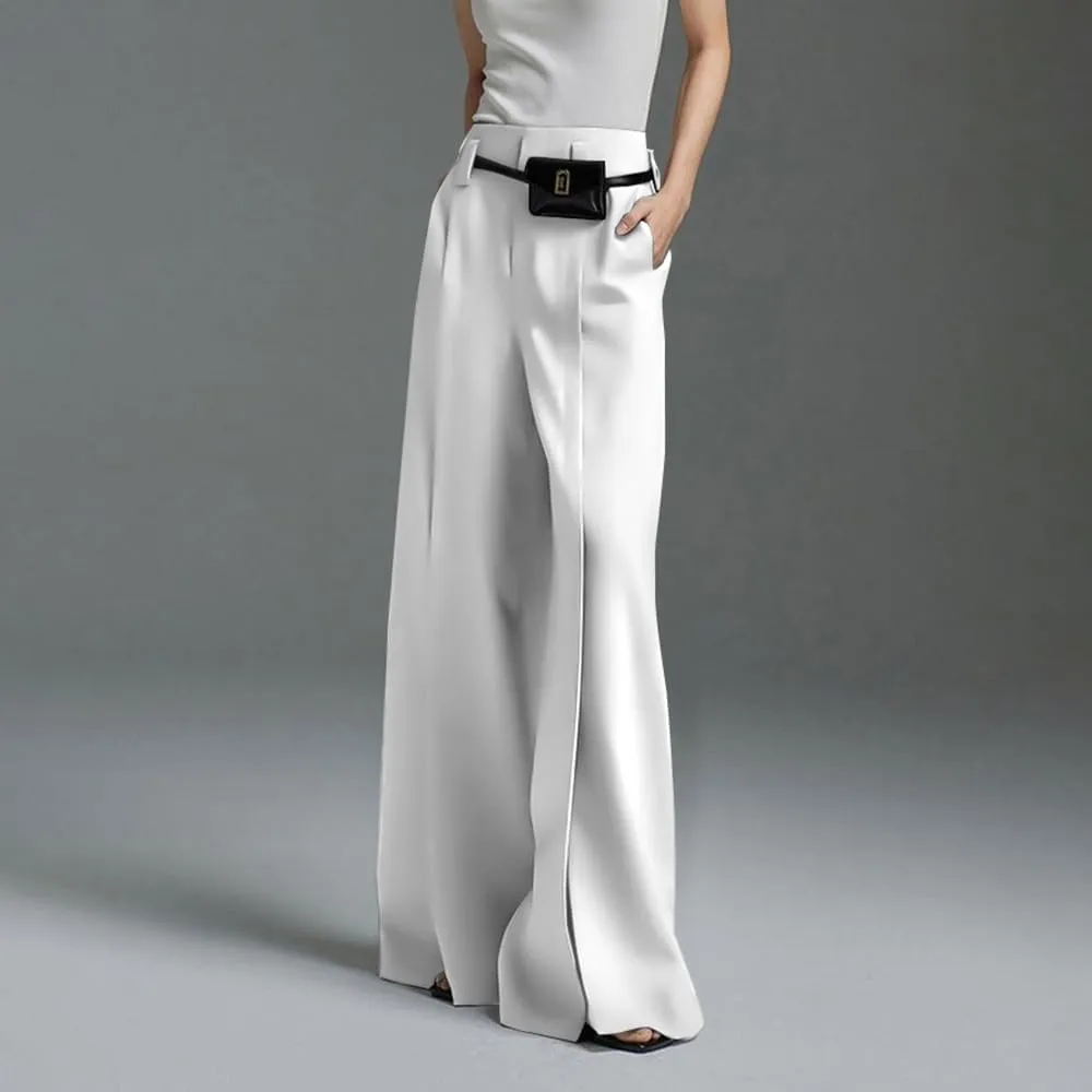 UOOZEE Wide Leg Pants for Women Work Business Casual High Waisted Dress Pants Slit Trousers Office