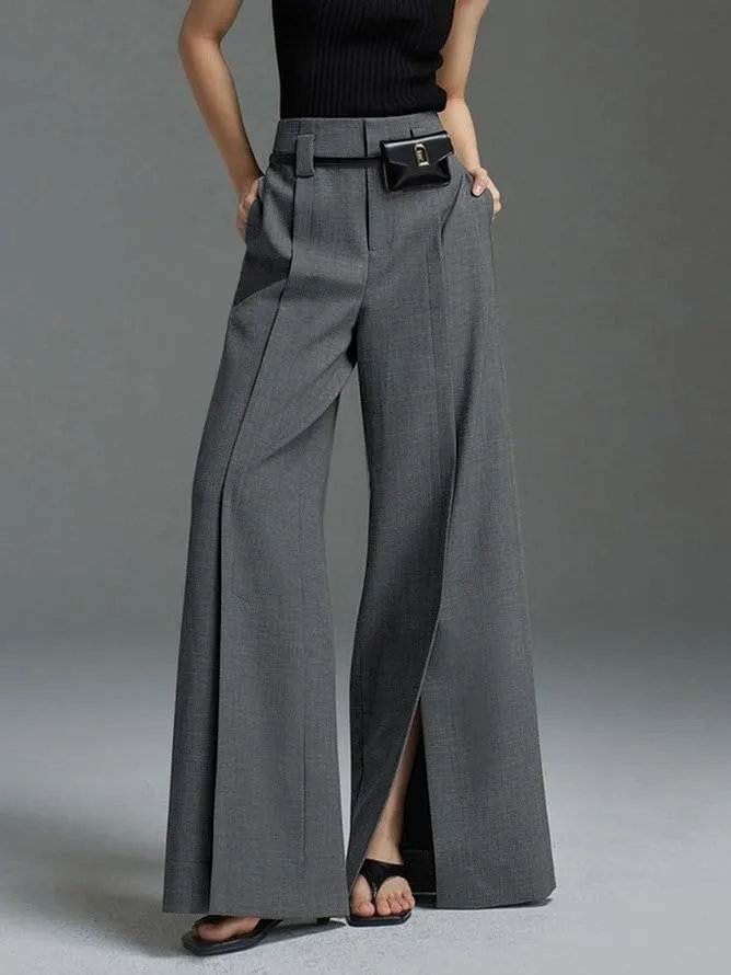 UOOZEE Wide Leg Pants for Women Work Business Casual High Waisted Dress Pants Slit Trousers Office