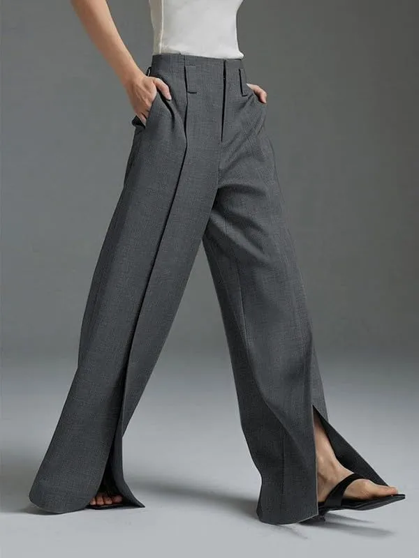 UOOZEE Wide Leg Pants for Women Work Business Casual High Waisted Dress Pants Slit Trousers Office