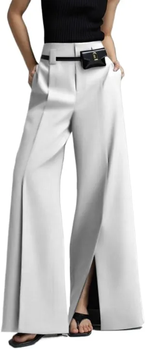 UOOZEE Wide Leg Pants for Women Work Business Casual High Waisted Dress Pants Slit Trousers Office