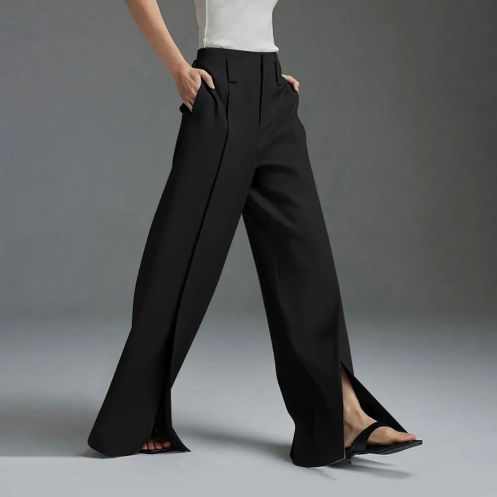 UOOZEE Wide Leg Pants for Women Work Business Casual High Waisted Dress Pants Slit Trousers Office