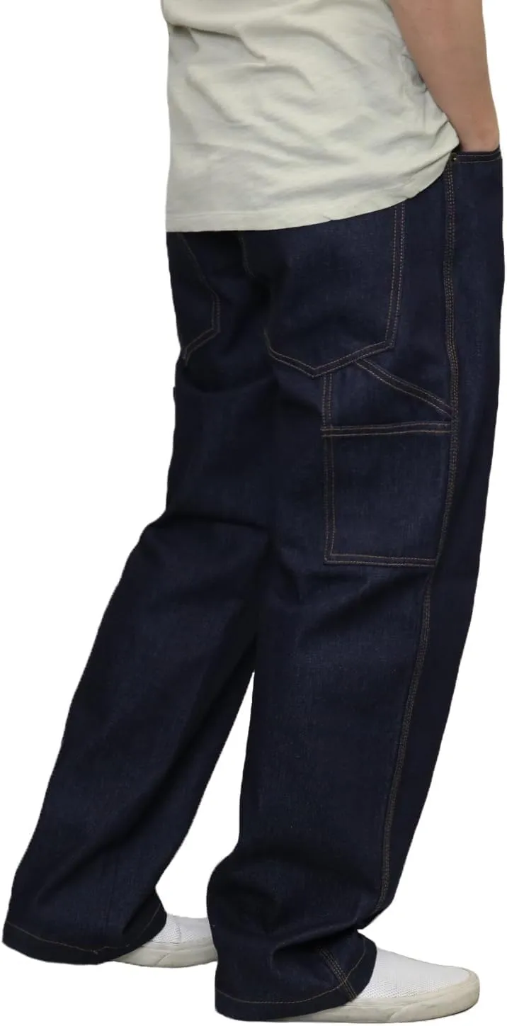 URBANJ Men's Baggy Jeans Loose Fit Wide Leg Denim Pants