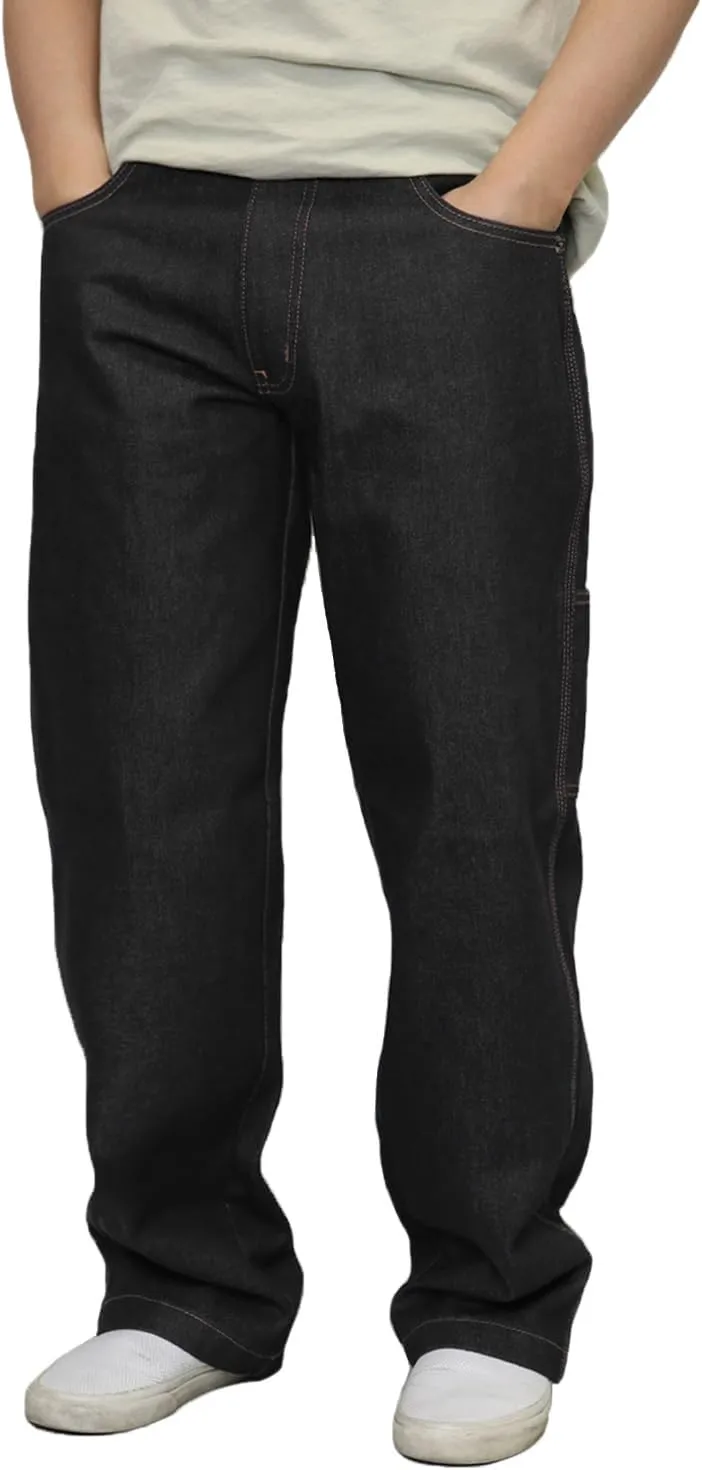 URBANJ Men's Baggy Jeans Loose Fit Wide Leg Denim Pants