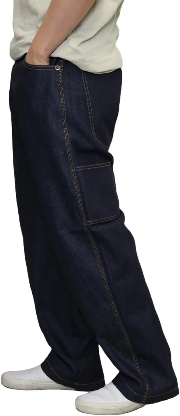 URBANJ Men's Baggy Jeans Loose Fit Wide Leg Denim Pants