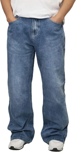 URBANJ Men's Baggy Jeans Loose Fit Wide Leg Denim Pants