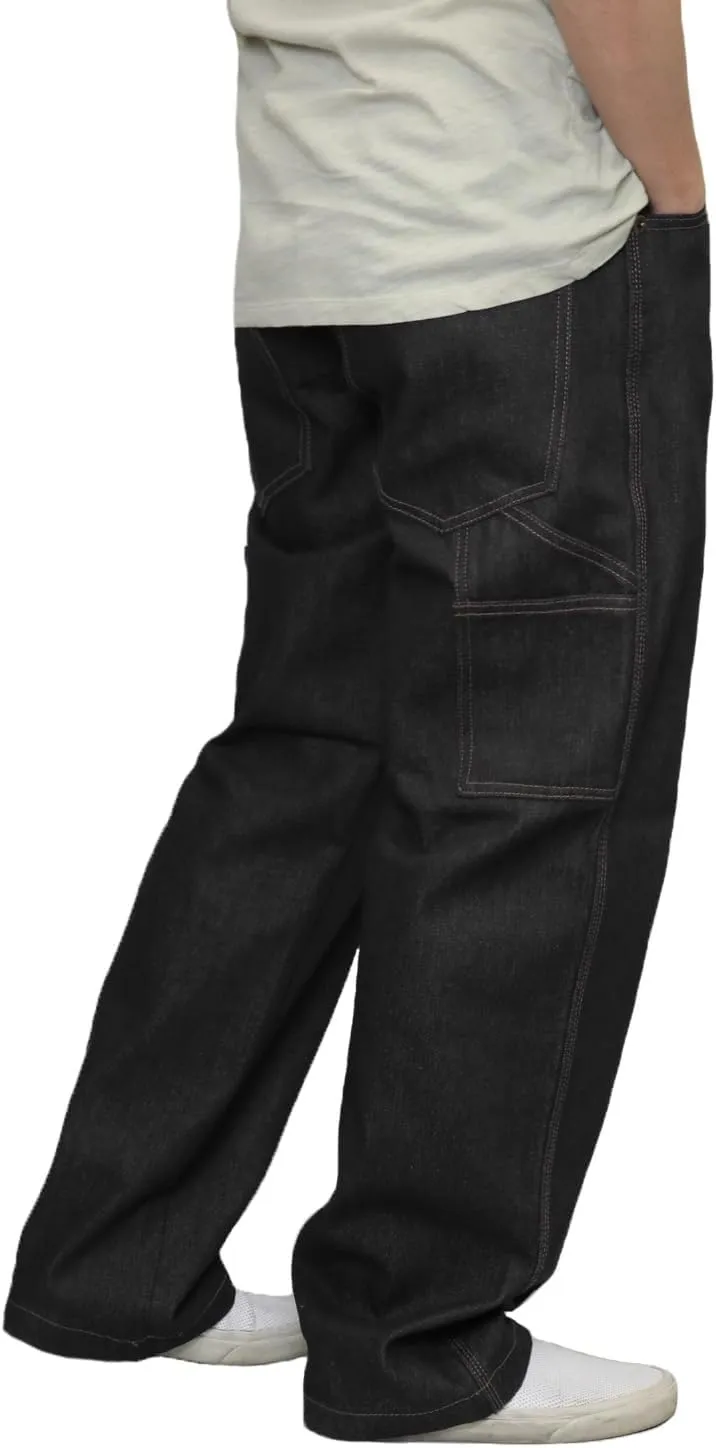 URBANJ Men's Baggy Jeans Loose Fit Wide Leg Denim Pants
