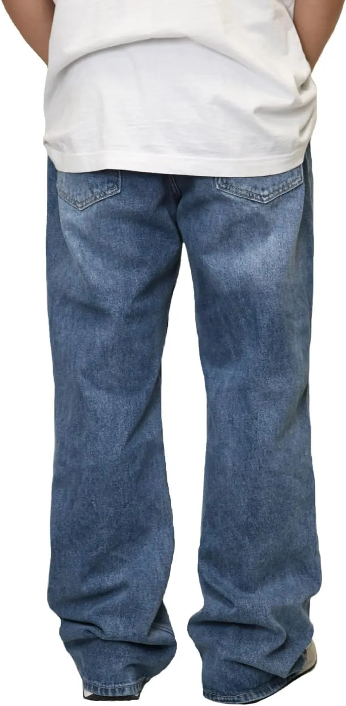 URBANJ Men's Baggy Jeans Loose Fit Wide Leg Denim Pants