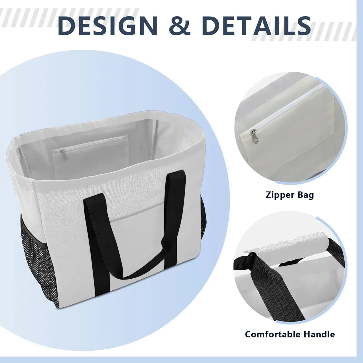 Utility Tote Bag Collapsable Beach Bag Waterproof Canvas Carrying Bag