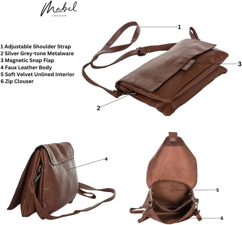 Vegan Leather Crossbody Shoulder Bag for Women  Medium Messenger Purse with Wristlet & Adjustable Strap  Tammy