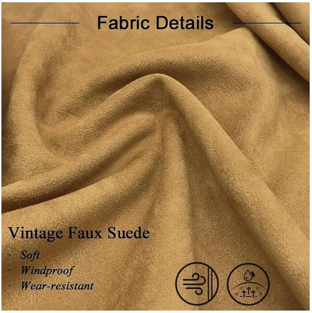 VENNYNG Men's Faux Suede Blazer Jacket with Eblow Path Sport Coat Casual Single Breasted Five Buttons