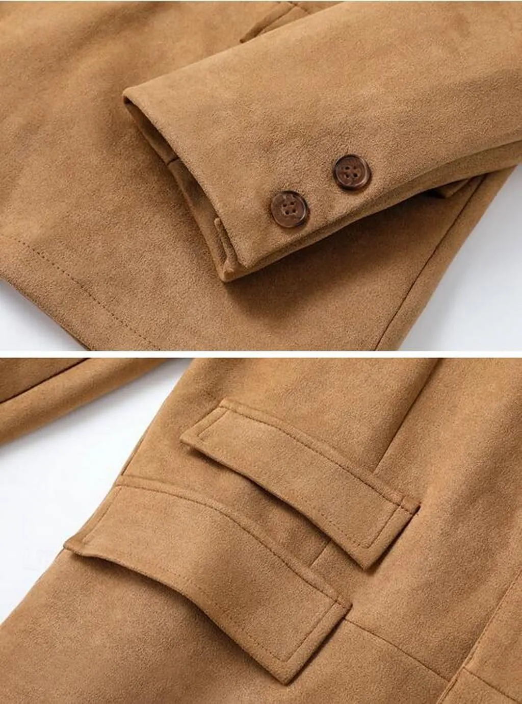 VENNYNG Men's Faux Suede Blazer Jacket with Eblow Path Sport Coat Casual Single Breasted Five Buttons