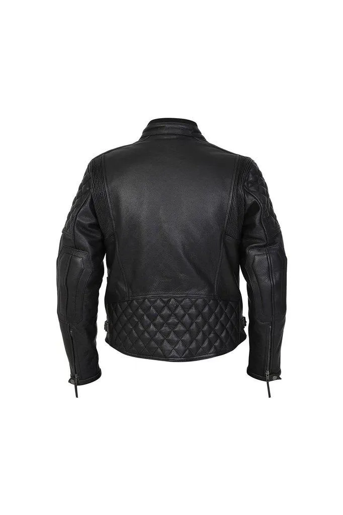 Venturi Mens Black Leather Motorcycle Jacket