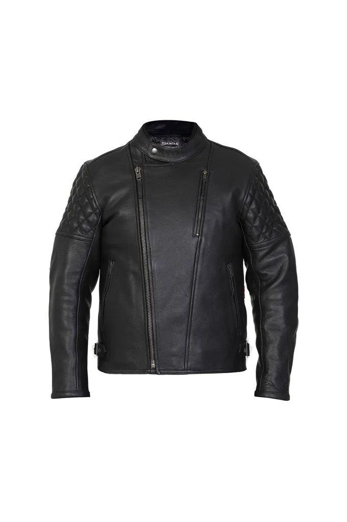 Venturi Mens Black Leather Motorcycle Jacket