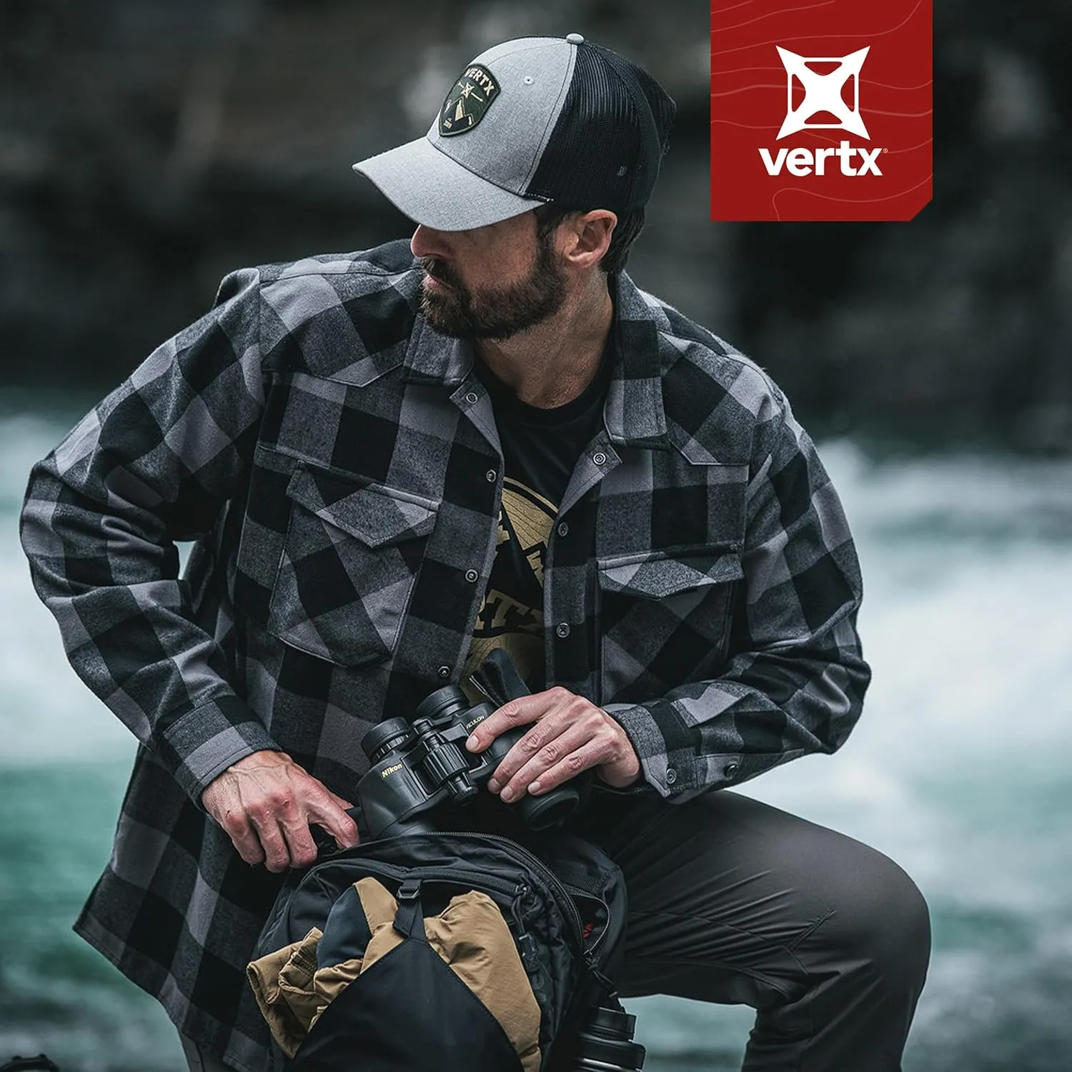 Vertx Canyon Valley Mens Tactical Flannel Shirt Long Sleeve Outdoor Work Shirts with Pockets, Tactical Operations Gear