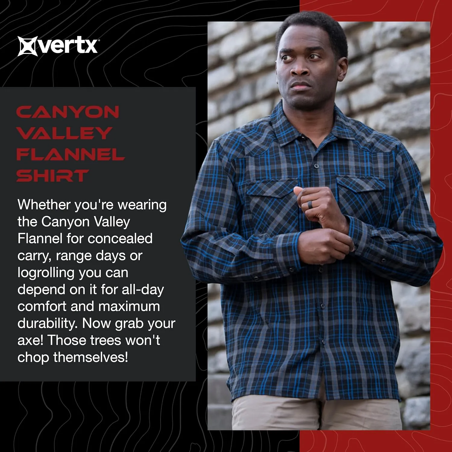 Vertx Canyon Valley Mens Tactical Flannel Shirt Long Sleeve Outdoor Work Shirts with Pockets, Tactical Operations Gear