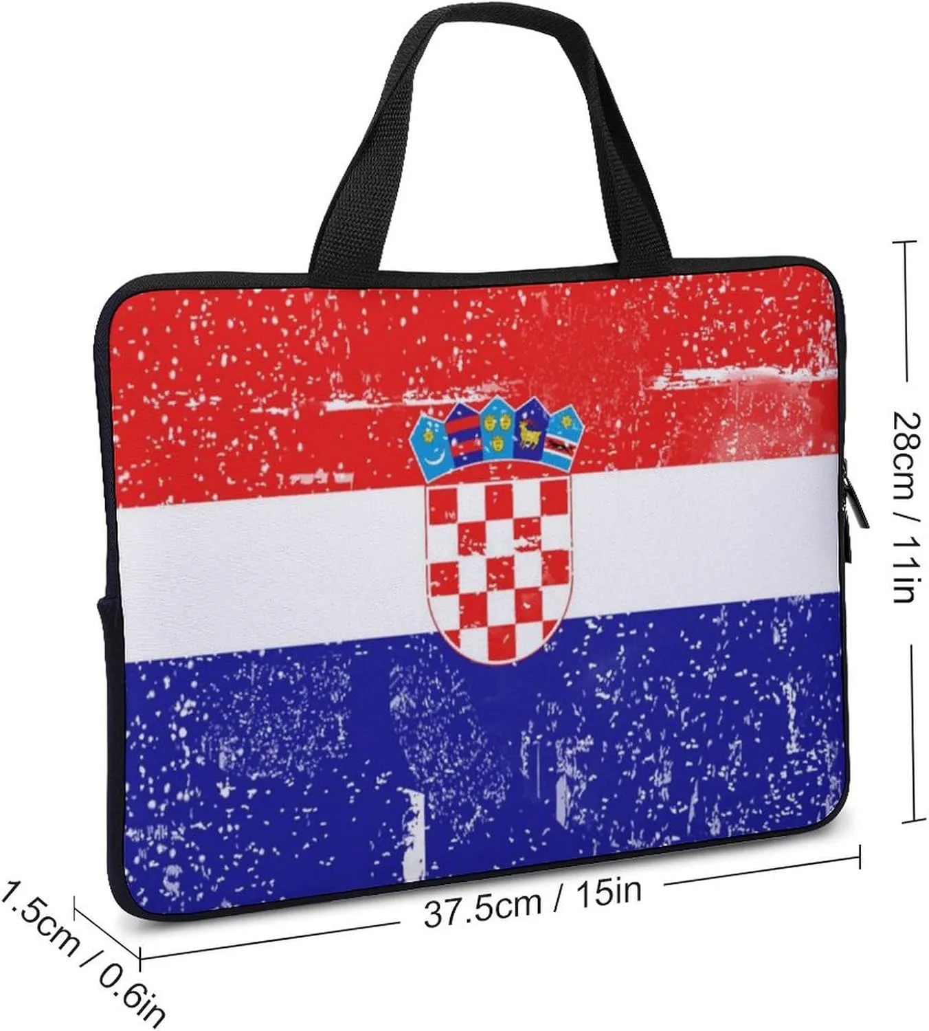 Vintage Retro White Croatia Laptop Bag Laptop Case Computer Messenger Bag with Adjustable Shoulder Strap
