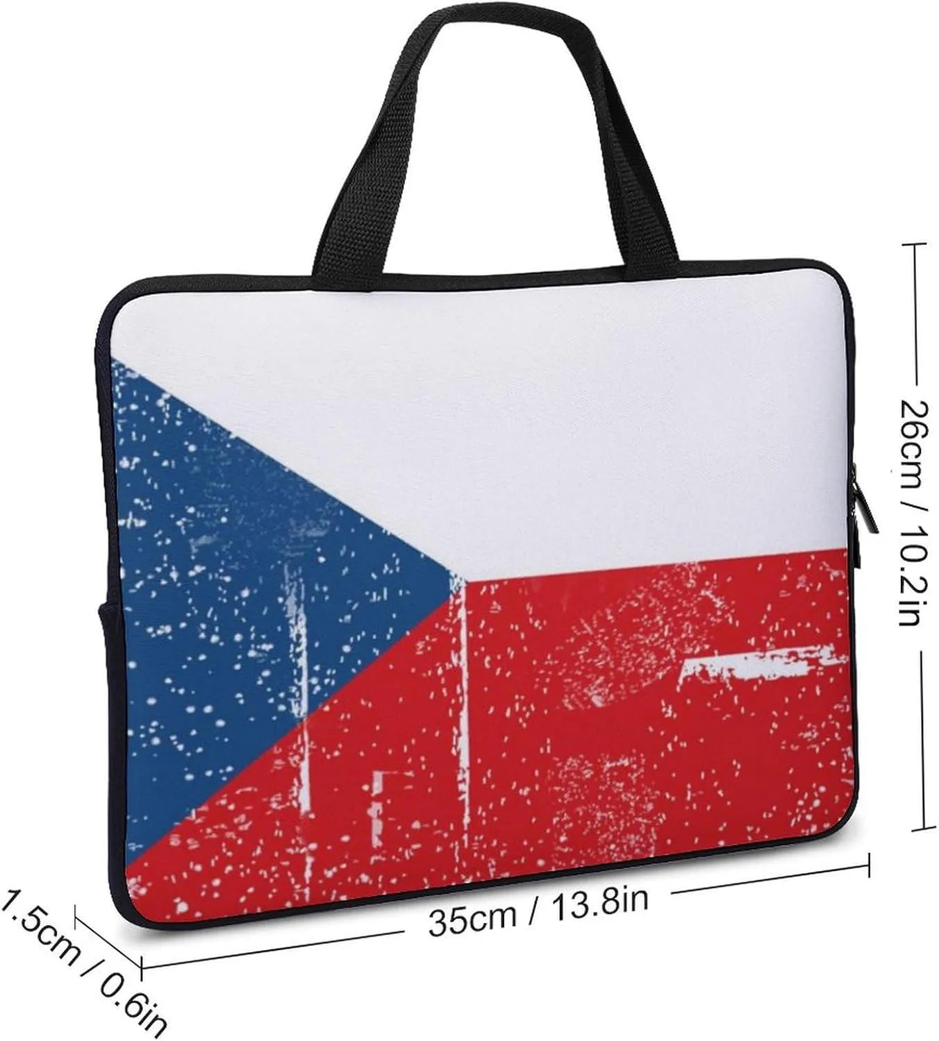 Vintage Retro White Czech Republic Laptop Bag Laptop Case Computer Messenger Bag with Adjustable Shoulder Strap