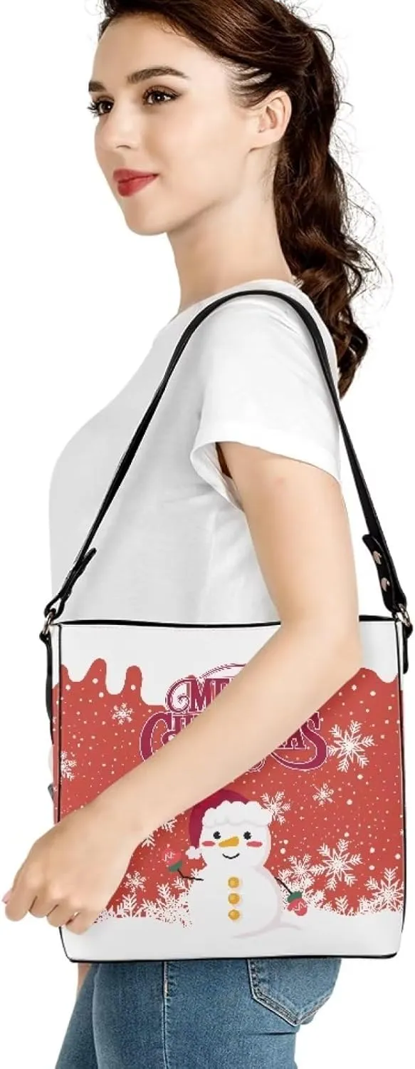 Waterproof Bucket Bag for Women, Women's Bucket Bag Leather Crossbody Shoulder Handbags with 2 Straps Large Capacity