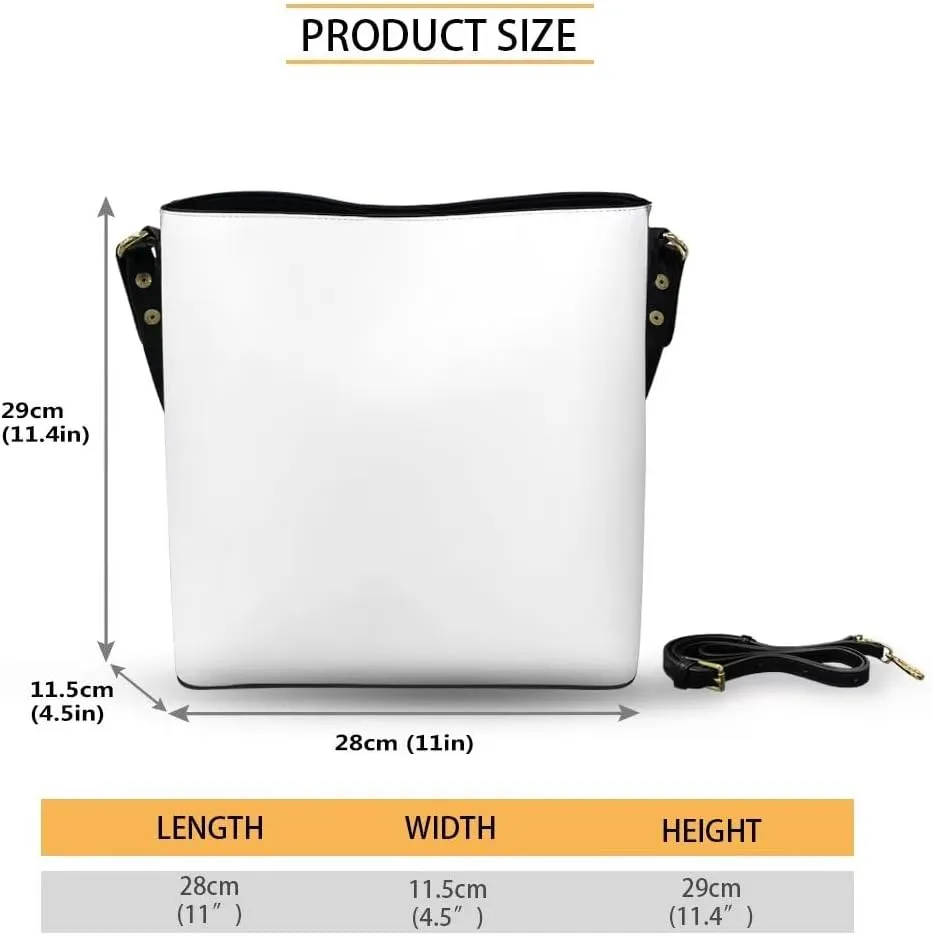 Waterproof Bucket Bag for Women, Women's Bucket Bag Leather Crossbody Shoulder Handbags with 2 Straps Large Capacity