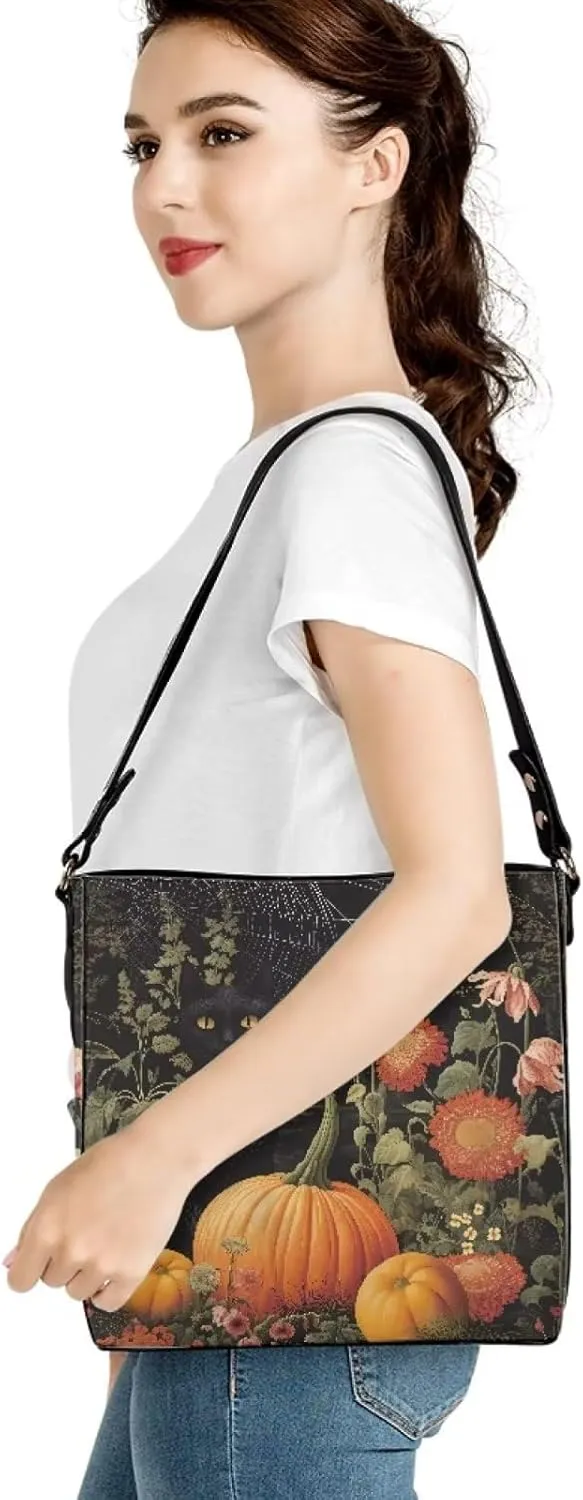 Waterproof Bucket Bag for Women, Women's Bucket Bag Leather Crossbody Shoulder Handbags with 2 Straps Large Capacity