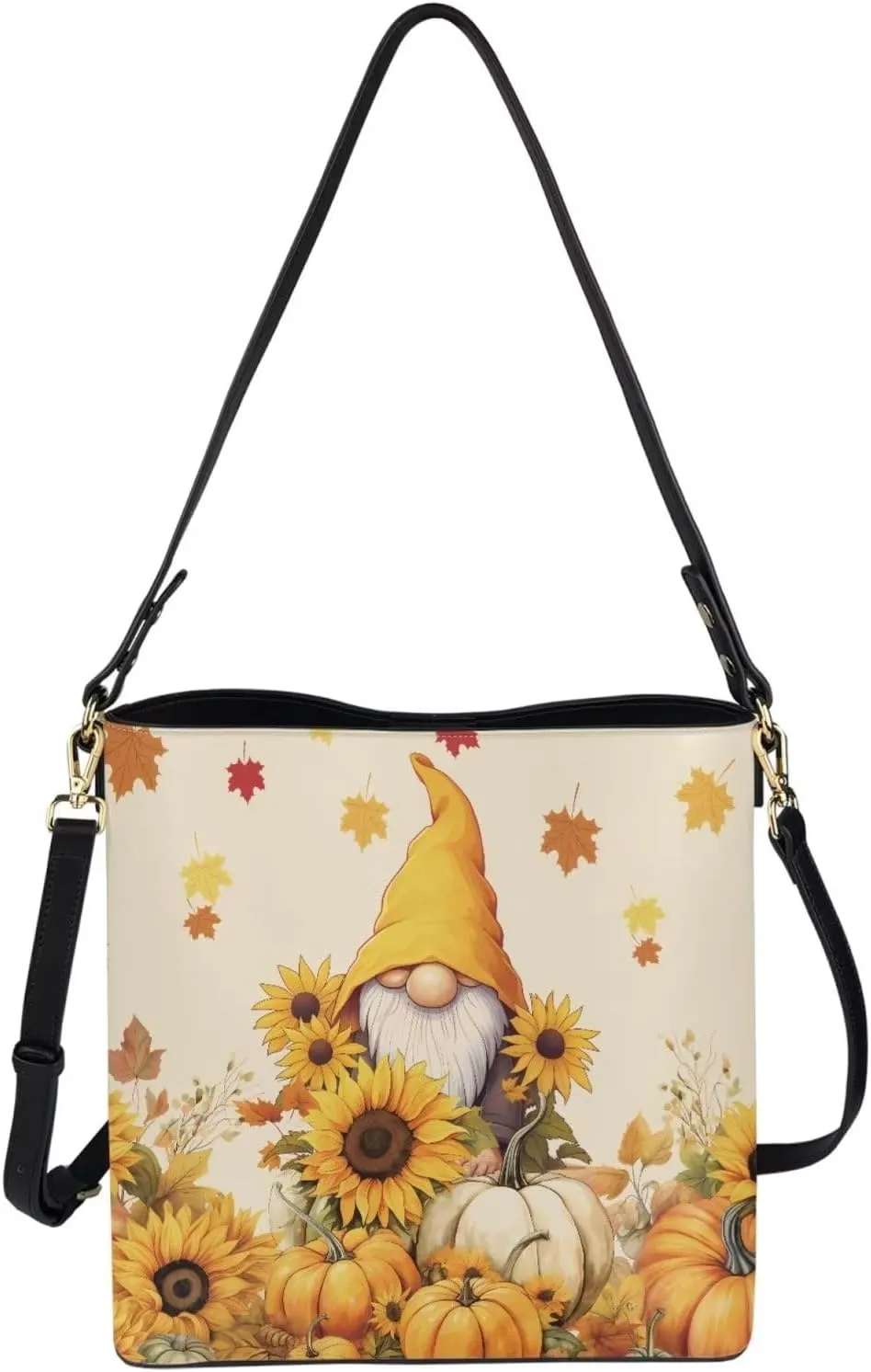 Waterproof Bucket Bag for Women, Women's Bucket Bag Leather Crossbody Shoulder Handbags with 2 Straps Large Capacity