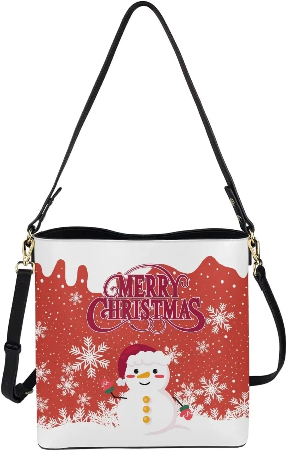 Waterproof Bucket Bag for Women, Women's Bucket Bag Leather Crossbody Shoulder Handbags with 2 Straps Large Capacity