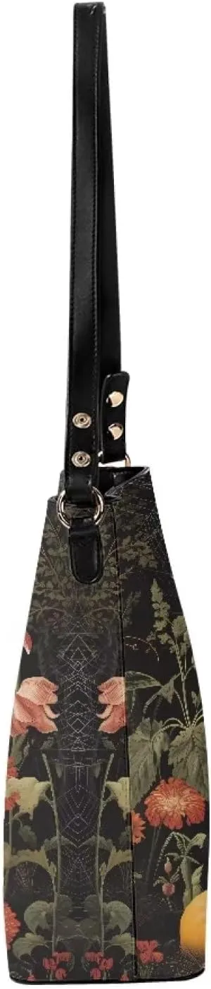 Waterproof Bucket Bag for Women, Women's Bucket Bag Leather Crossbody Shoulder Handbags with 2 Straps Large Capacity