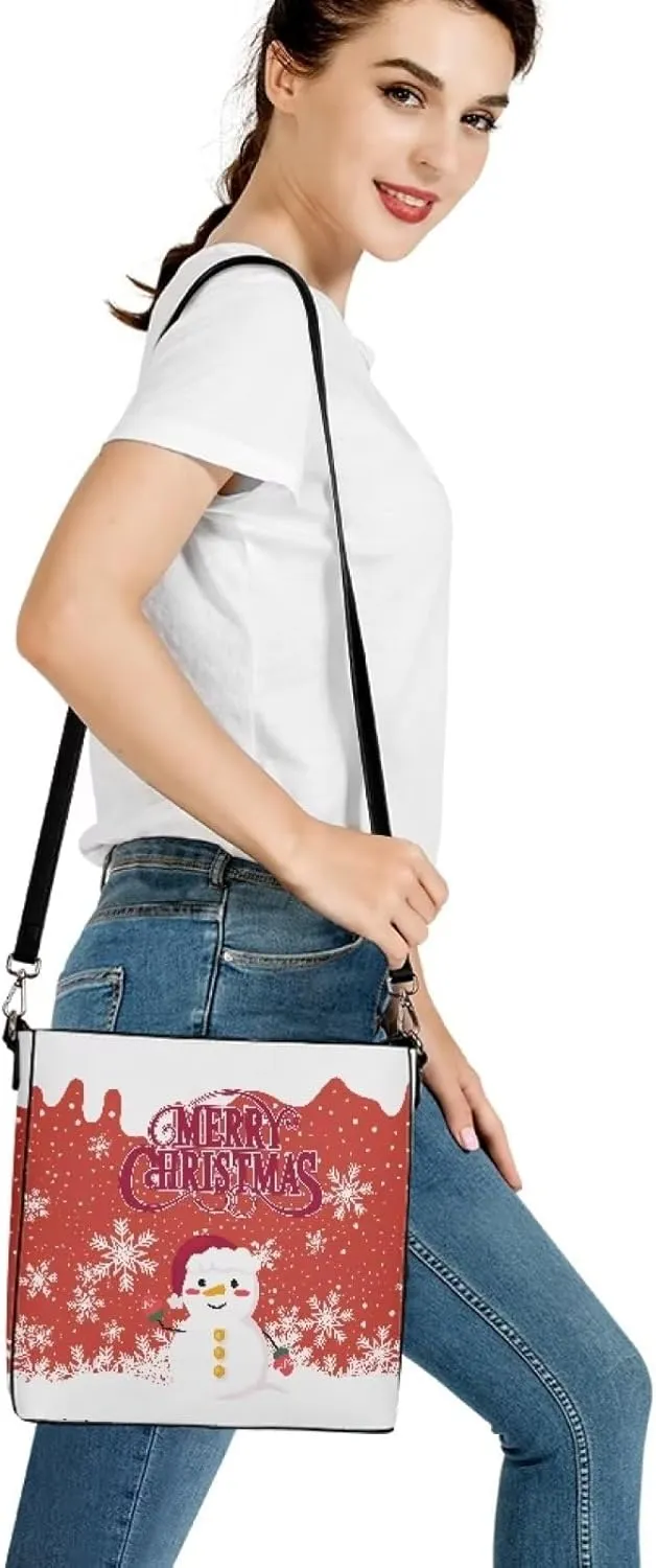 Waterproof Bucket Bag for Women, Women's Bucket Bag Leather Crossbody Shoulder Handbags with 2 Straps Large Capacity