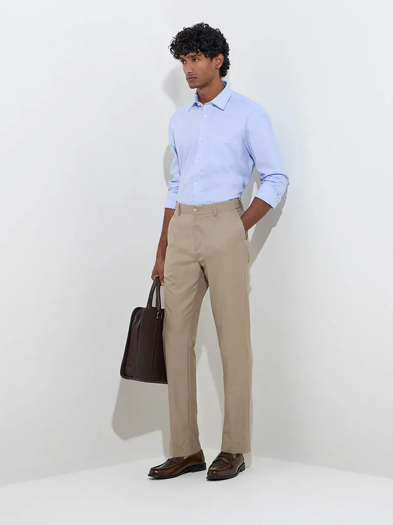 WES Formals Blue Relaxed-Fit Cotton Shirt
