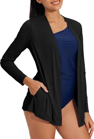 Willit Women's UPF 50  Cardigan Sun Shirts Long Sleeve Lightweight Sun Wrap with Pockets SPF UV Quick Dry