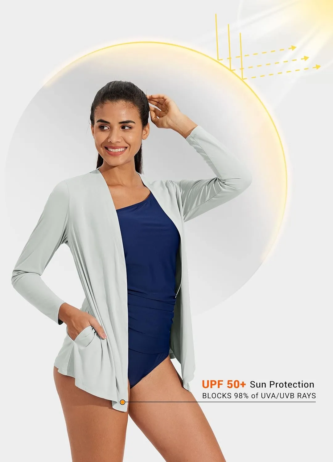 Willit Women's UPF 50  Cardigan Sun Shirts Long Sleeve Lightweight Sun Wrap with Pockets SPF UV Quick Dry