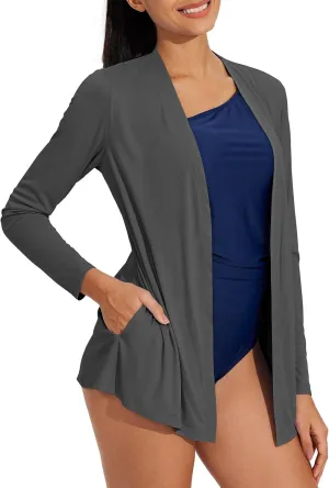 Willit Women's UPF 50  Cardigan Sun Shirts Long Sleeve Lightweight Sun Wrap with Pockets SPF UV Quick Dry