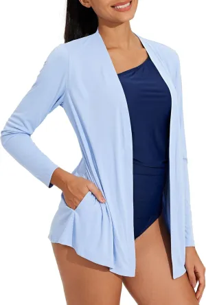 Willit Women's UPF 50  Cardigan Sun Shirts Long Sleeve Lightweight Sun Wrap with Pockets SPF UV Quick Dry