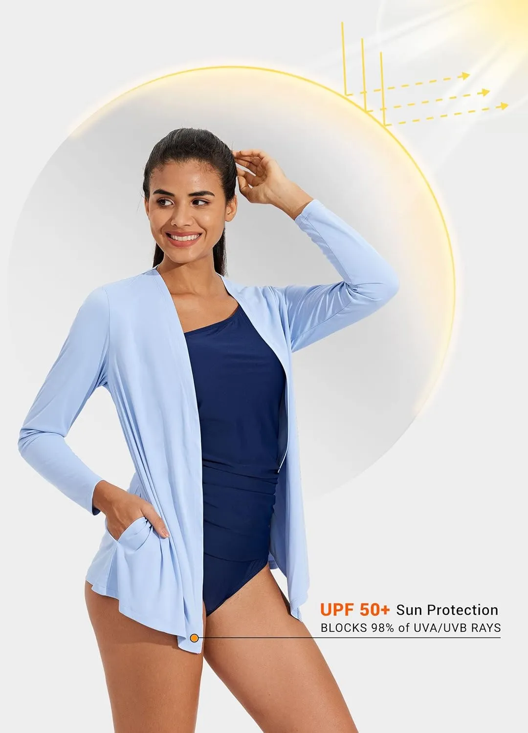 Willit Women's UPF 50  Cardigan Sun Shirts Long Sleeve Lightweight Sun Wrap with Pockets SPF UV Quick Dry