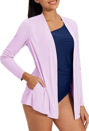 Willit Women's UPF 50  Cardigan Sun Shirts Long Sleeve Lightweight Sun Wrap with Pockets SPF UV Quick Dry