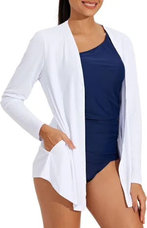 Willit Women's UPF 50  Cardigan Sun Shirts Long Sleeve Lightweight Sun Wrap with Pockets SPF UV Quick Dry