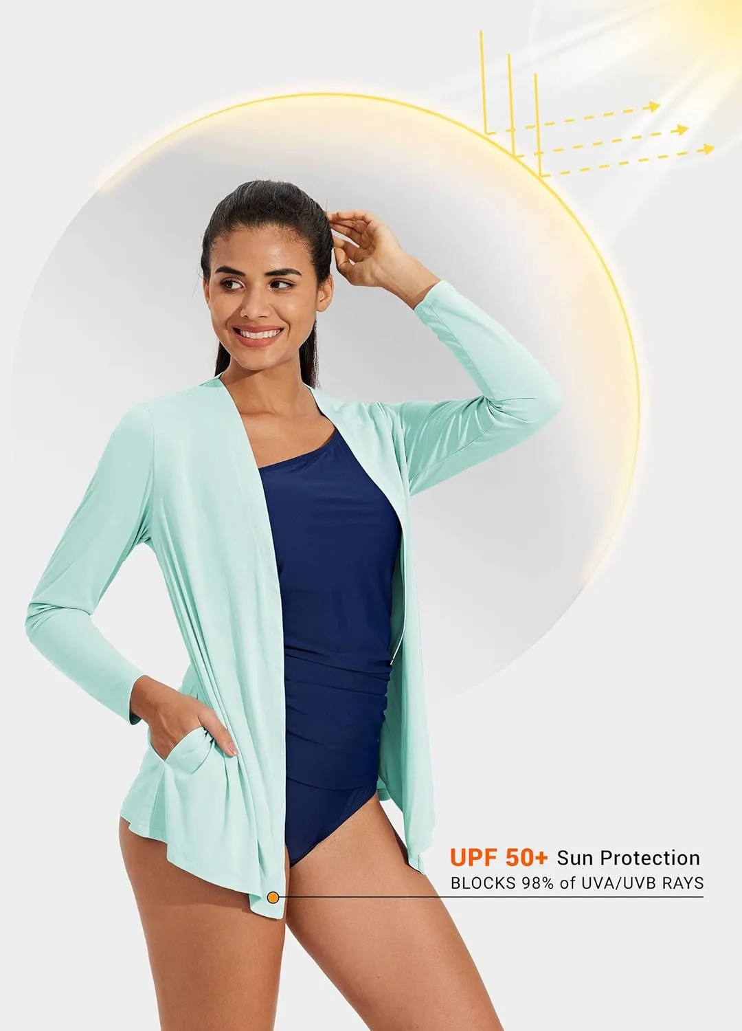 Willit Women's UPF 50  Cardigan Sun Shirts Long Sleeve Lightweight Sun Wrap with Pockets SPF UV Quick Dry