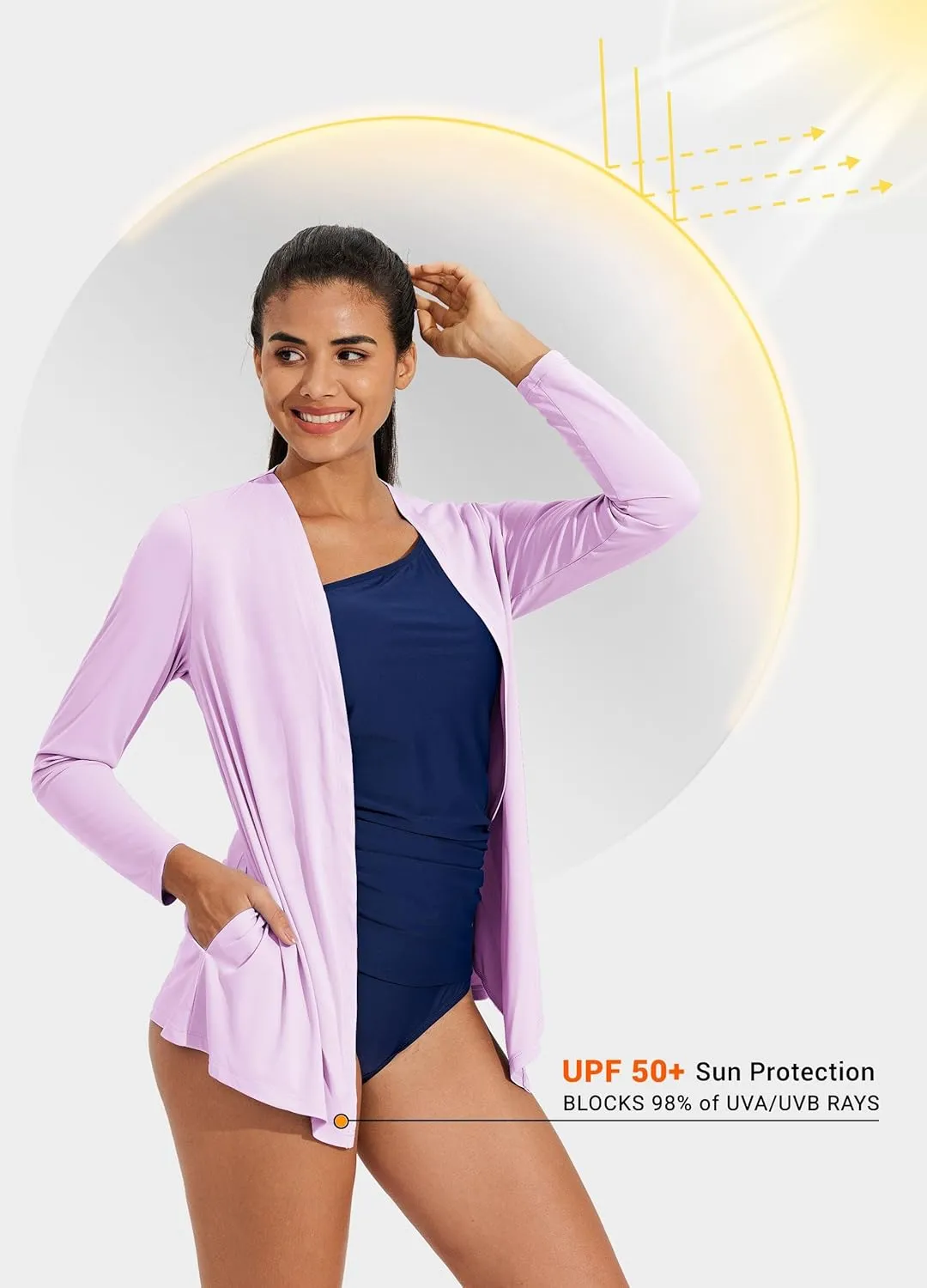Willit Women's UPF 50  Cardigan Sun Shirts Long Sleeve Lightweight Sun Wrap with Pockets SPF UV Quick Dry