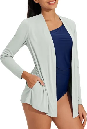 Willit Women's UPF 50  Cardigan Sun Shirts Long Sleeve Lightweight Sun Wrap with Pockets SPF UV Quick Dry