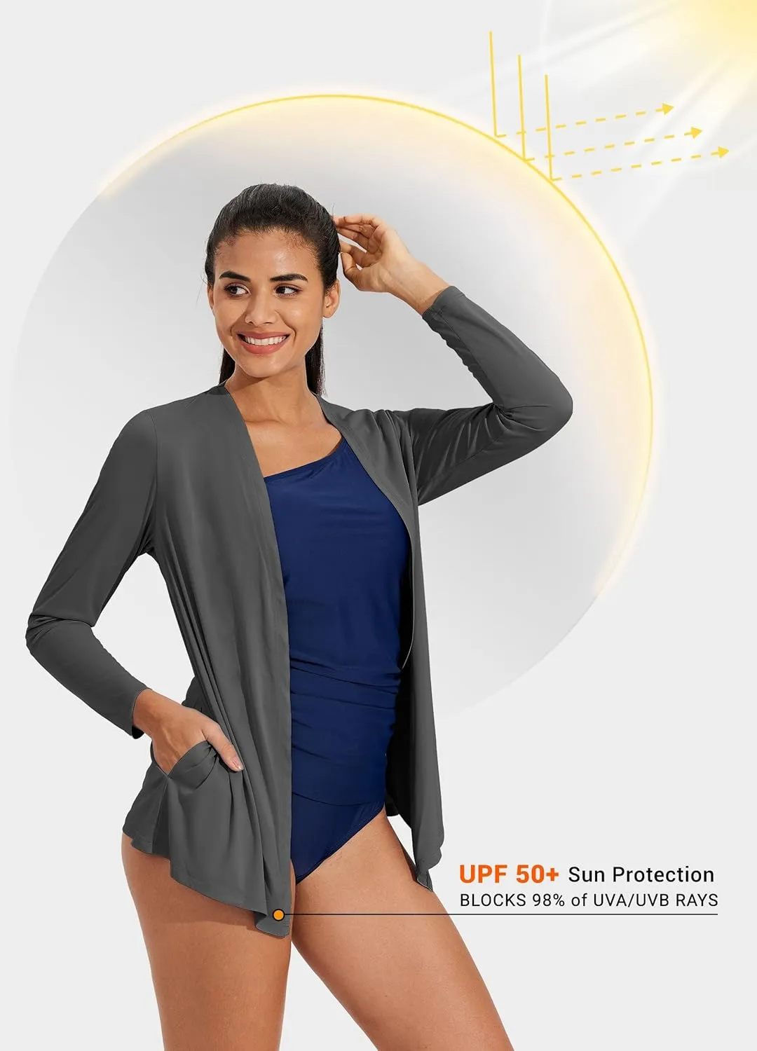 Willit Women's UPF 50  Cardigan Sun Shirts Long Sleeve Lightweight Sun Wrap with Pockets SPF UV Quick Dry
