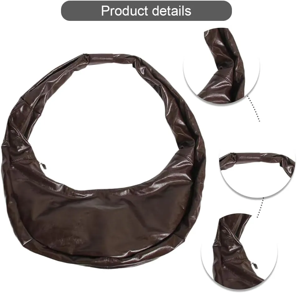 Women Crescent Shoulder Bag Large Capacity Simple Sling Handbag Solid Color Retro Satchel Bag Female Commute Bag