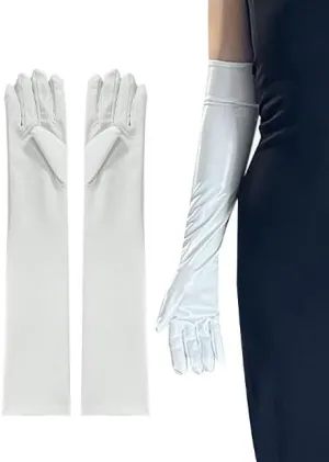 Women Long Leather Gloves, Elbow Length Formal Gloves, Evening Dress Tea Party Opera Costume Sleeves to Cover Arms